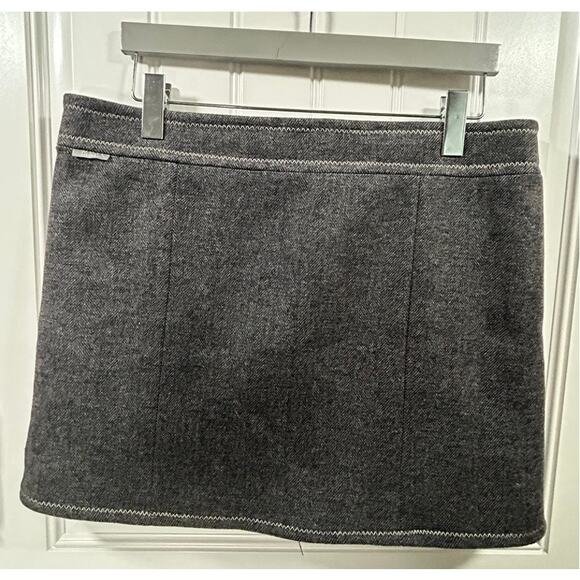 Purnell Wool Blanket Stitch Zip Mini Skirt 10 Gray Coquette Chic Quiet Luxury - Picture 3 of 10